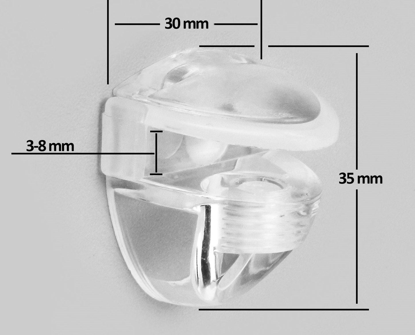 2 SMALL SIZE CLEAR GLASS SHELF SUPPORT PELICAN BRACKET 38 mm Shelf